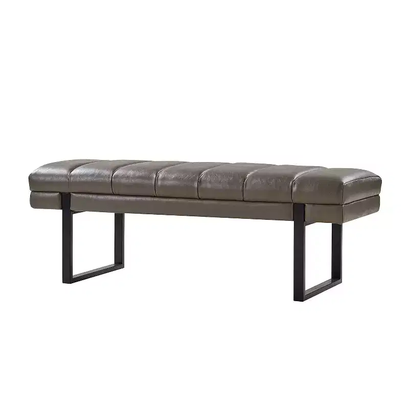 Anahli Modern Channel Tufted Design Vegan Leather BenchArtful Living Design