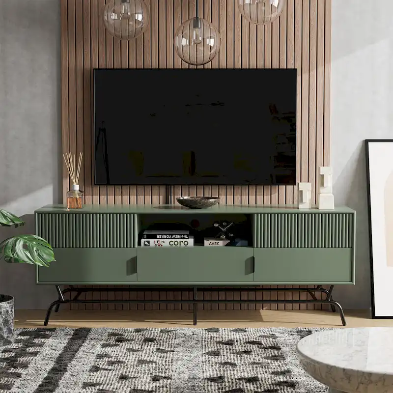 Modern 60-inch 3-Drawer Media Cabinet TV Stand with Cable Hole