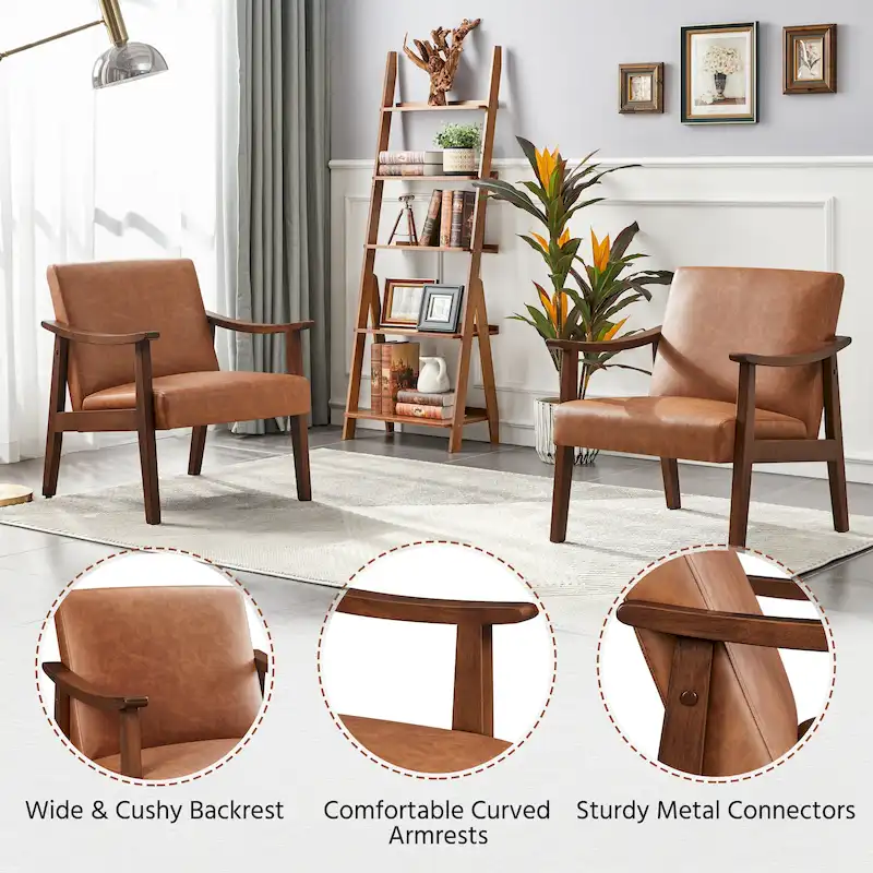 Yaheetech Upholstered Accent Chair Boucle Armchair with Solid Wood Legs - 24.5 L  28 W  29 H
