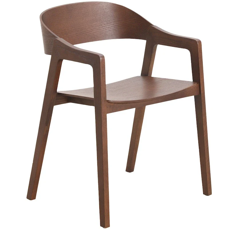 Modern Solid Oak Accent Dining Chair with Arms – Fully Assembled