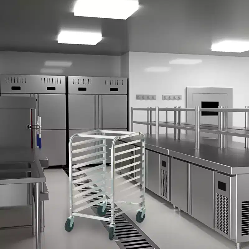 VEVOR Bun Pan Rack, 10-Tier Commercial Bakery Racks with Brake Wheels, Aluminum Racking Trolley Storage for Half & Full Sheet, 26L x 20.3W x 39H