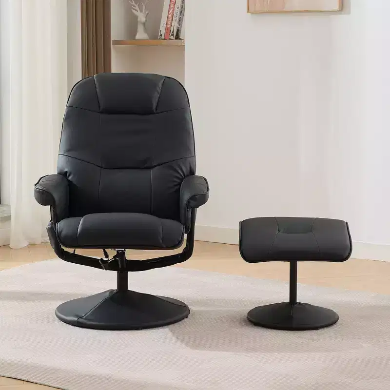 GDFStudio Hegseth Faux Leather Upholstered Massage Recliner Chair with Ottoman