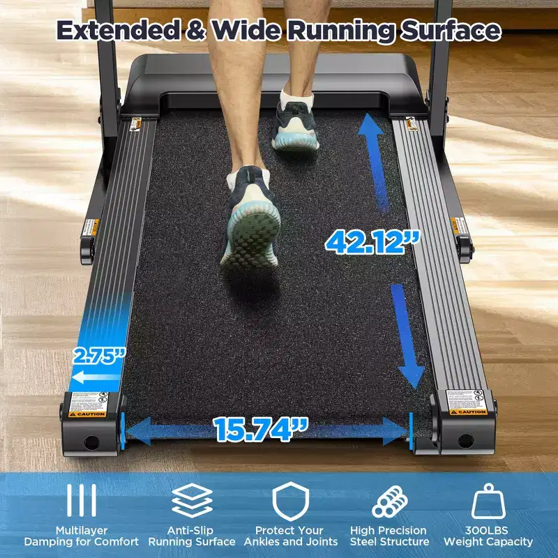 Treadmill on Sale: APP Control 3HP Portable Folding Treadmill, Treadmill with Incline, 7.5MPH, LED Display, 64 Programs, Jogging walking treadmill