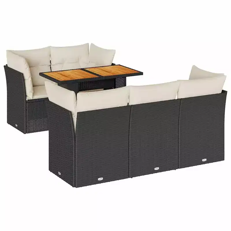 vidaXL Garden Sofa Set Black, Cream White
