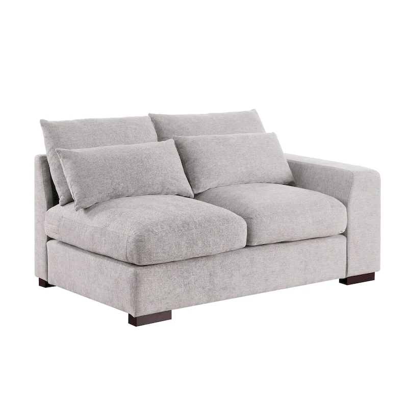 Tatman Linen Blend Sectional with Two Ottomans - 123.24W x 37.8D x 34.25H