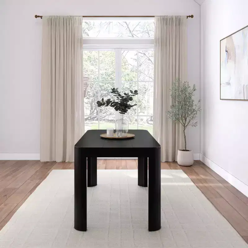 Plank+Beam Contour Dining Table, 60 Solid Wood Kitchen Table, Modern Round Table For 4, Wooden Rectangular Kitchen & Dining Table for Home