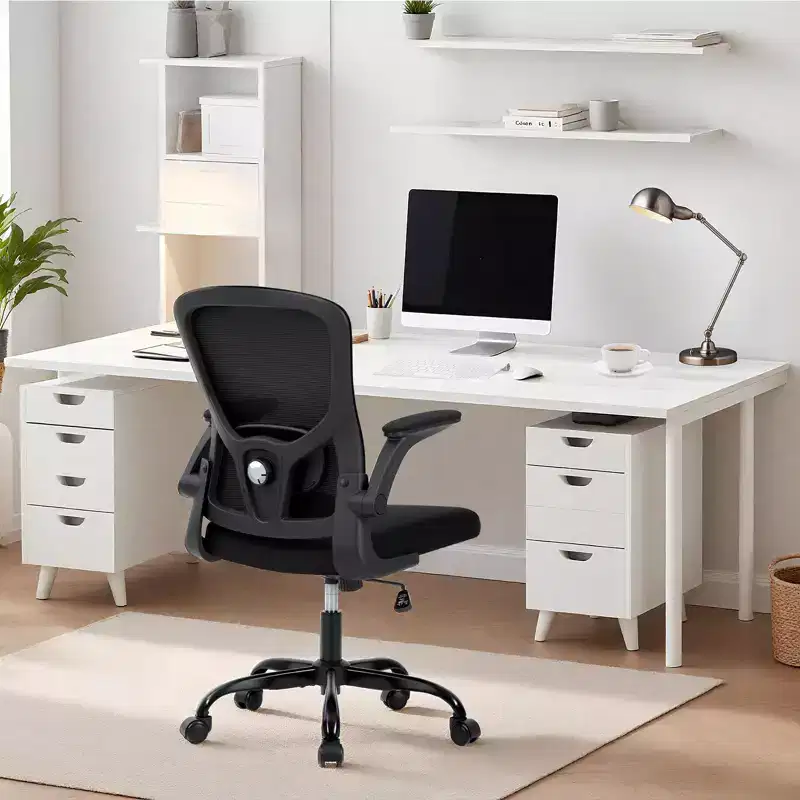Mesh Office Chair with Adjustable Lumbar Support, -Up Armrest Rolling Work Chair, Comfy Computer Chair