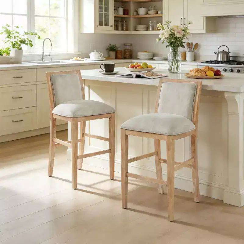 Christopher Knight Home Ren Modern Rubberwood Upholstered Height Bar Stools (Set of 2)