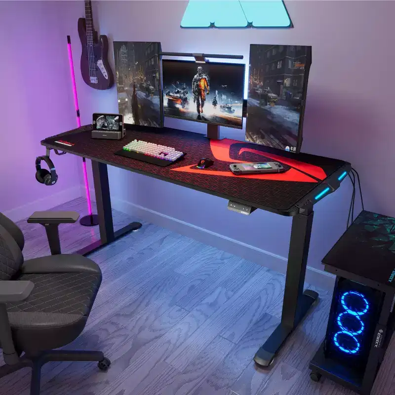 Black RGB Electric Standing Desk, Single User, 65