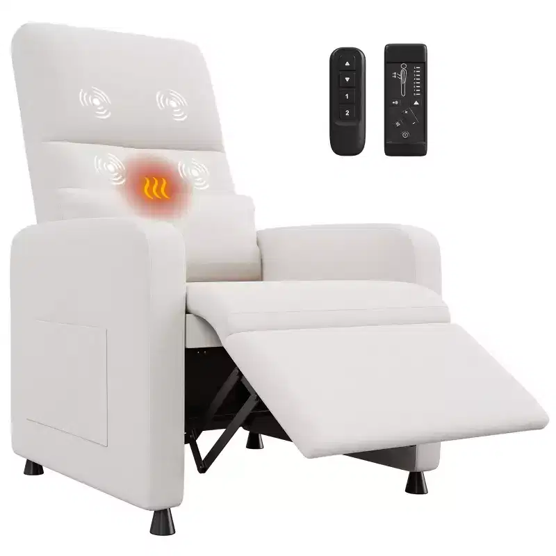 Power Recliner Chair with Massage and Heat, Overstuffed Tall Back, Padded Seat, Home Theater Seating for Living Room
