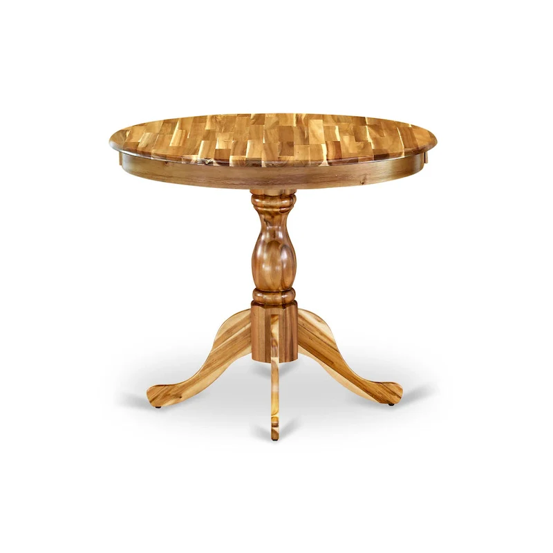 Round Wood Dining Table with Pedestal Base, 36x36 Inch (Multiple Finish Options)