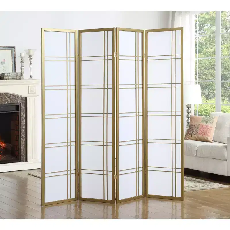 MAYEERTY 4 Panel Screen Room Divider Privacy for Home Office Gold