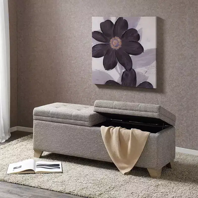 Okak Modern Tufted Button Lift-Top Ottoman Bench with 2 Close Storage,Upholstered Shoe Bench Storage Bench for Bedroom,Entrance
