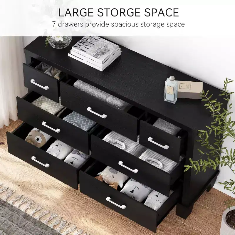 Dresser for Bedroom with 7 Drawers, Modern Chest of Drawers Closet, Wooden Dresser Organizer