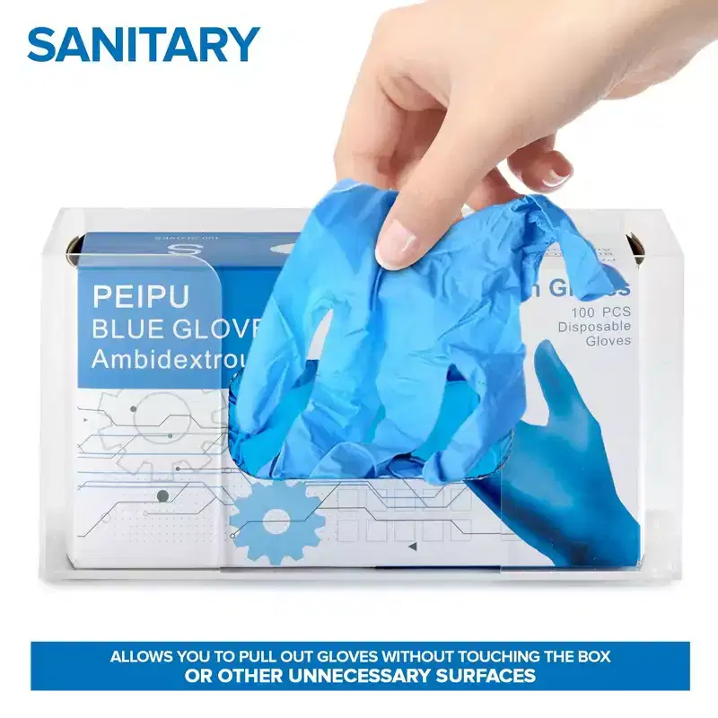 Acrylic Wall Mount Glove & Tissue Box Dispenser - Clear, Single Box, Mounting Hardware Included