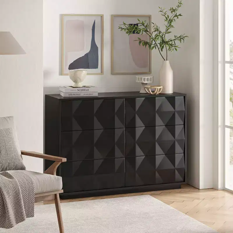 Randolf 6 - Drawer Dresser With Adjustable Feet| ART OF LIVING DESIGNS-BLACK