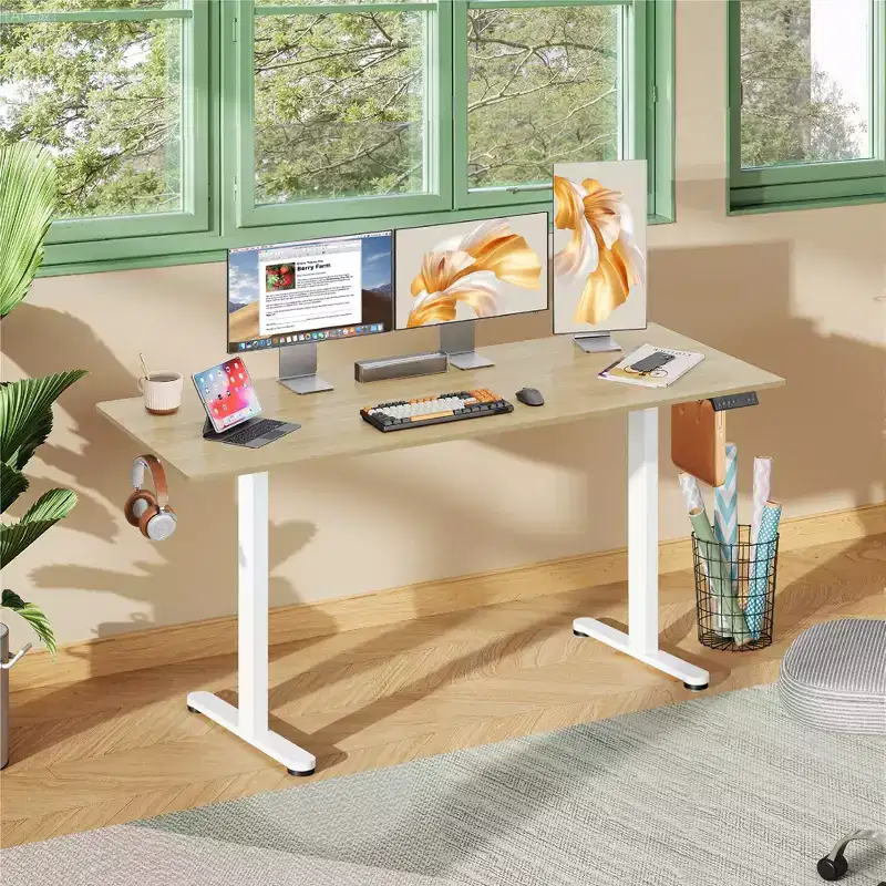DEXYLLO 71 Inch Electric Standing Desk, Ergonomic Sit-to-Stand Desk with LED Touchscreen, 3 Memory Presets & Hook for Home Office