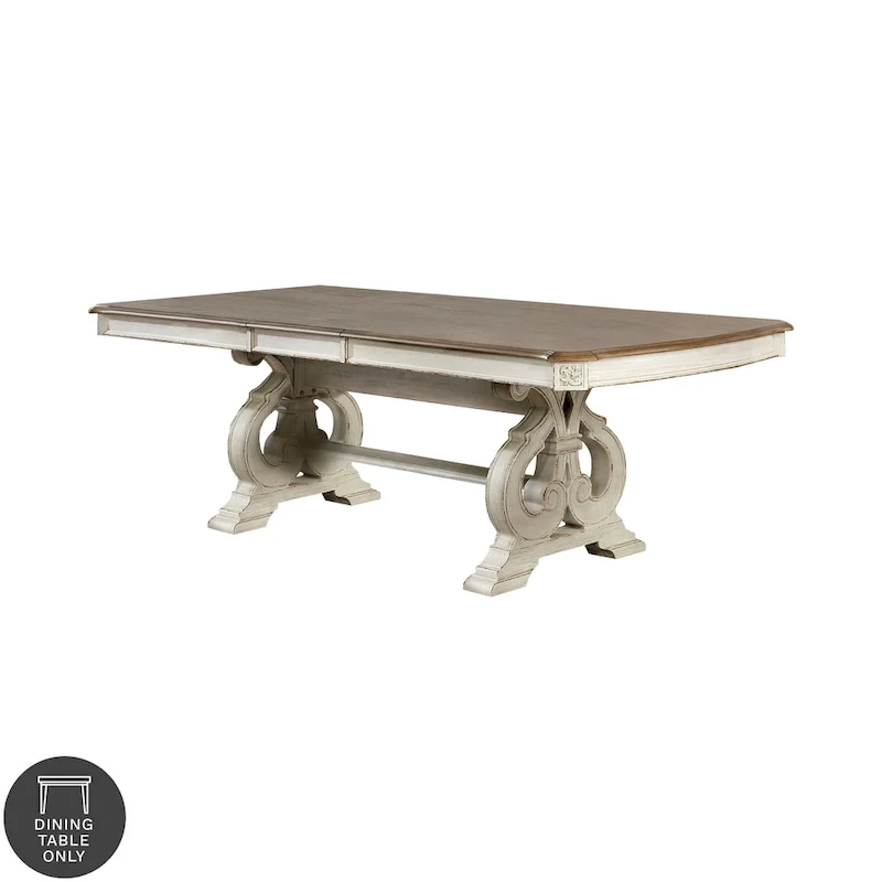 The Gray Barn Caelum Farmhouse White 96-inch Expandable Dining Table