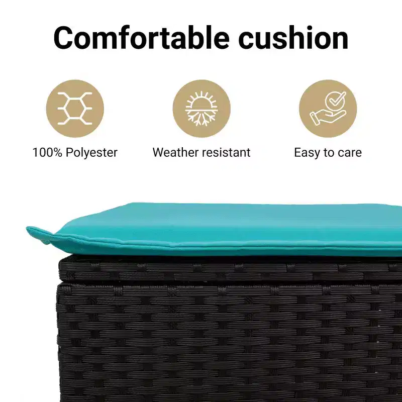 vidaXL Reclining Patio Bench with Cushions Seating Poly Rattan