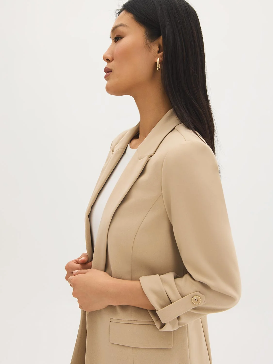 Open-Front Crepe Blazer