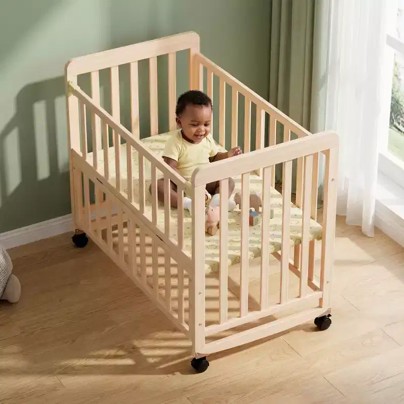 Dublin 3-in-1 Convertible Bedside Crib — Solid Pine, Rolling Wheels, 100 lb Capacity
