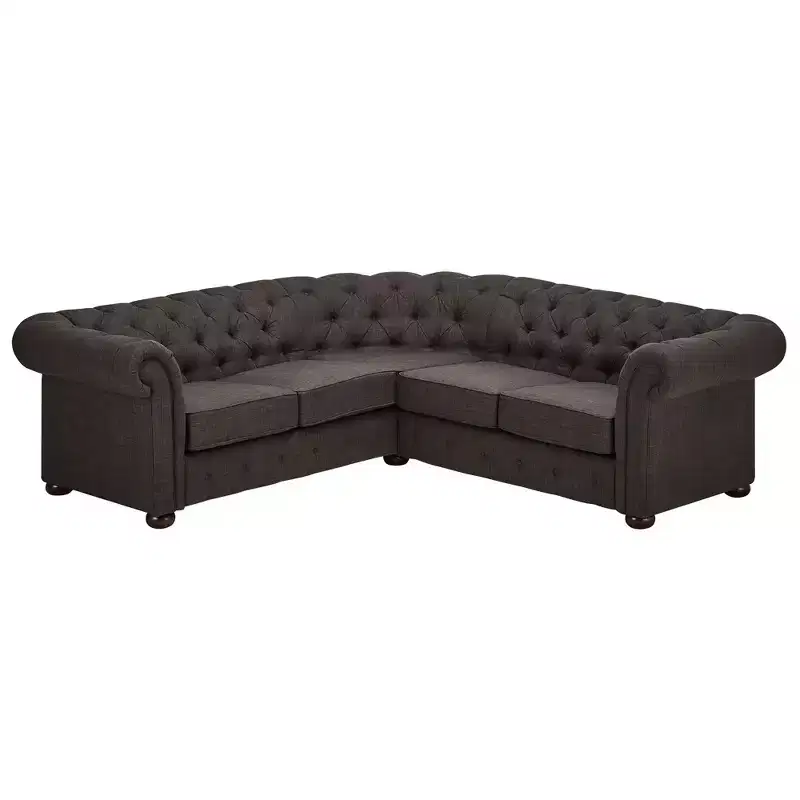 Cartia Linen L-Shaped Sectional Sofa - Dark Grey - iNSPIREQ