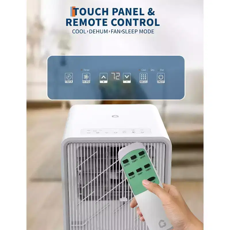 Garvee 14000 BTU Portable Air Conditioner, Modern White Easy-Control Panel, Energy Efficient Cooling for Large Rooms Home Office