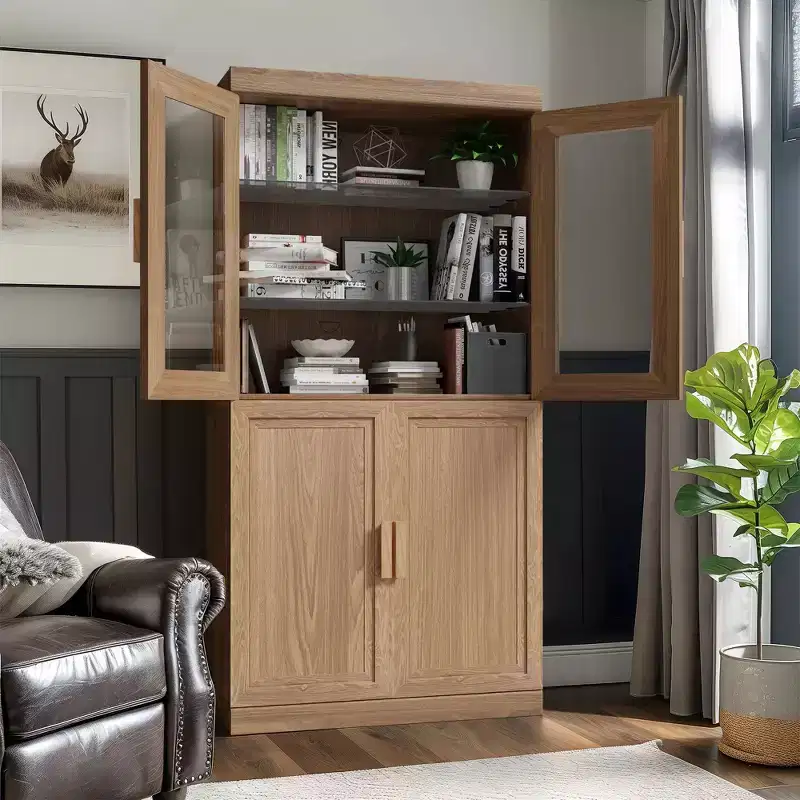 PexFix 31x31x16 Wood Accent Cabinet with Adjustable Shelf Storage Cabinet Natural