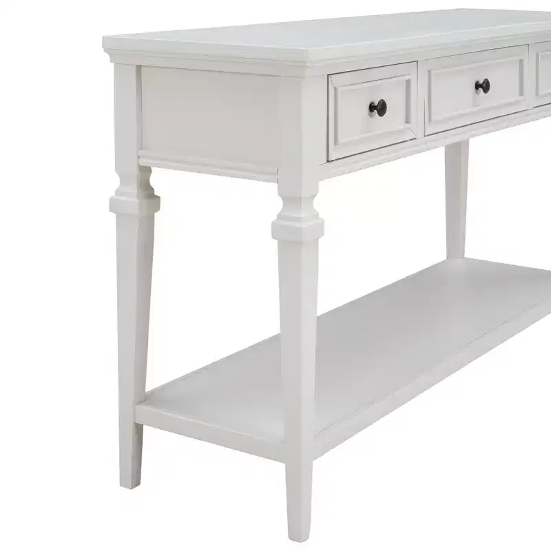 Whisen Classic Retro Style Console Table with 3-Top Drawers and Open Shelf