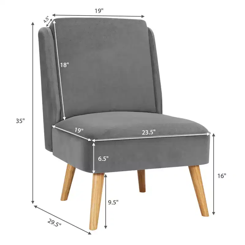Velvet Accent Chair Single Sofa Chair Leisure Chair with Wood Frame