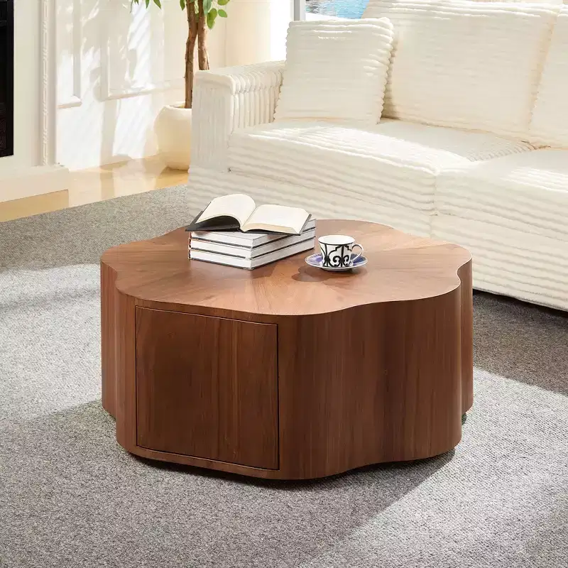 Julian Rustic Wooden Coffee Table with Hidden Drawer