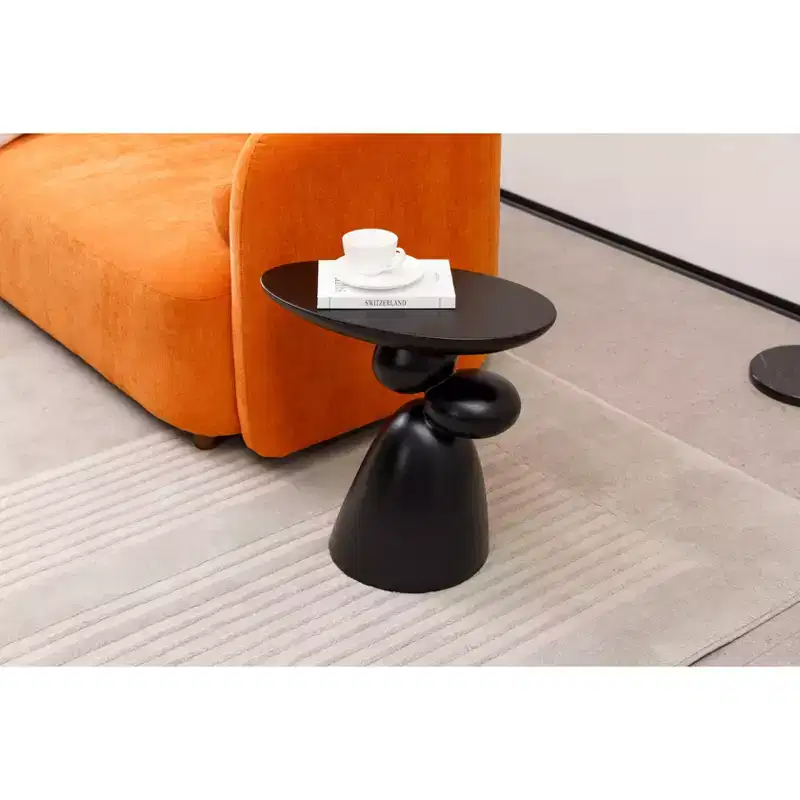 Okak Elegent Decorative End Table, Fiberglass Side Table with Pedestal, Decor Couch Table for Living Room, Bedroom, Guestroom