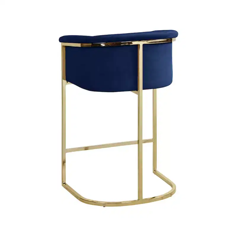 Meridian Furniture,Donatella Navy Velvet Stool