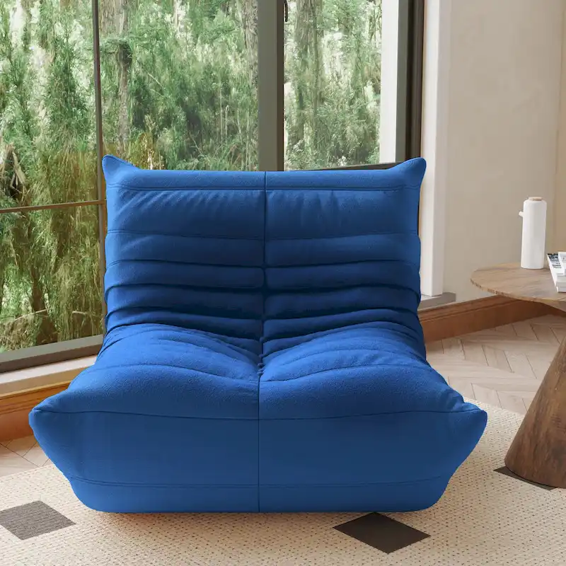 Fireside Chair Single Sofa Teddy Fabric Bean Bag Chair