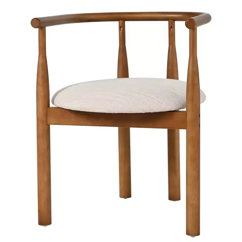 GDFStudio Katya Mid-Century Modern Rubberwood Upholstered Dining Chairs with Curved Backrest (Set of 2)