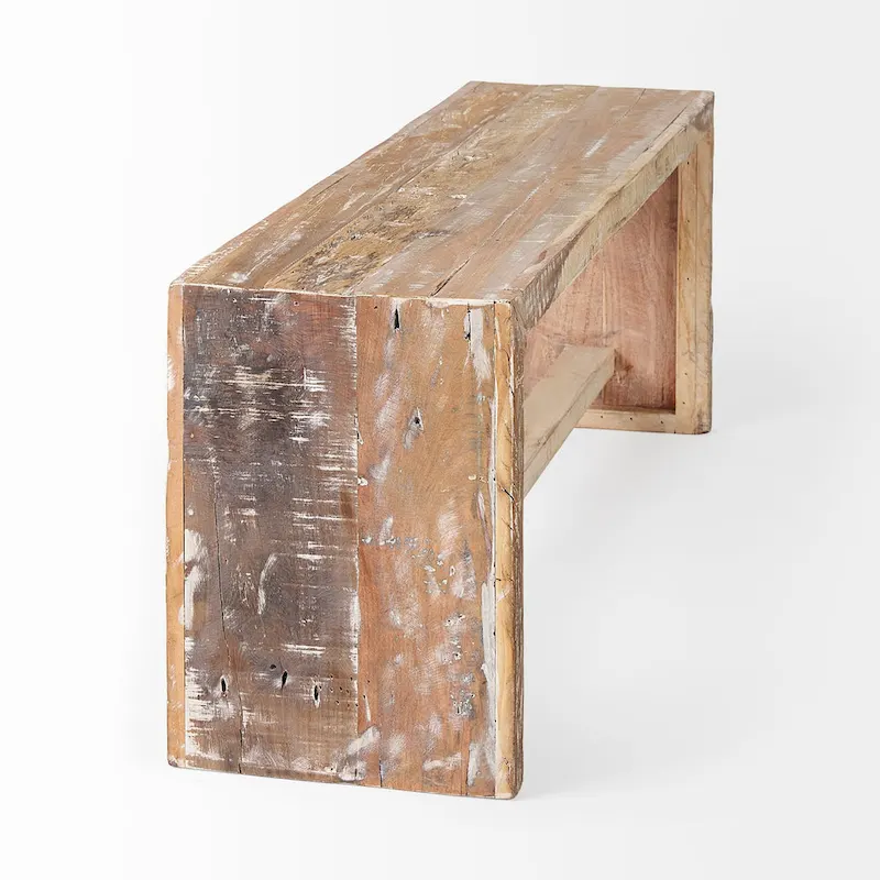 Solveig Light Brown Reclaimed Wood Bench - 47W x 13D x 18H