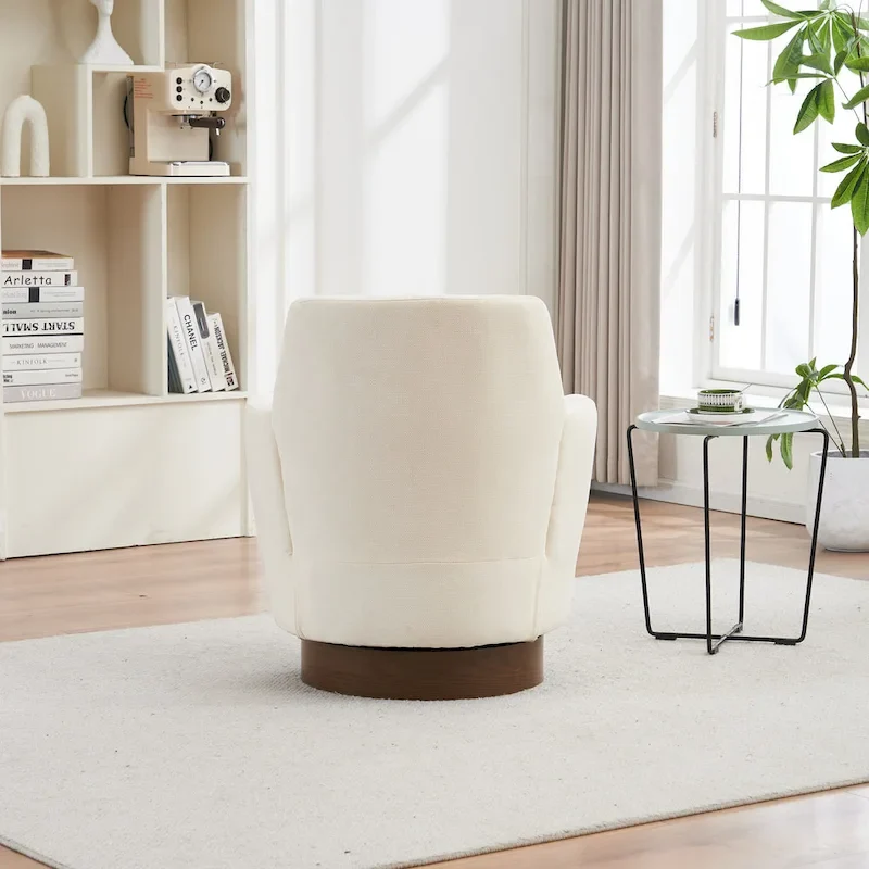 29.3 Upholstered Swivel Barrel Chair with Stainless Steel Base