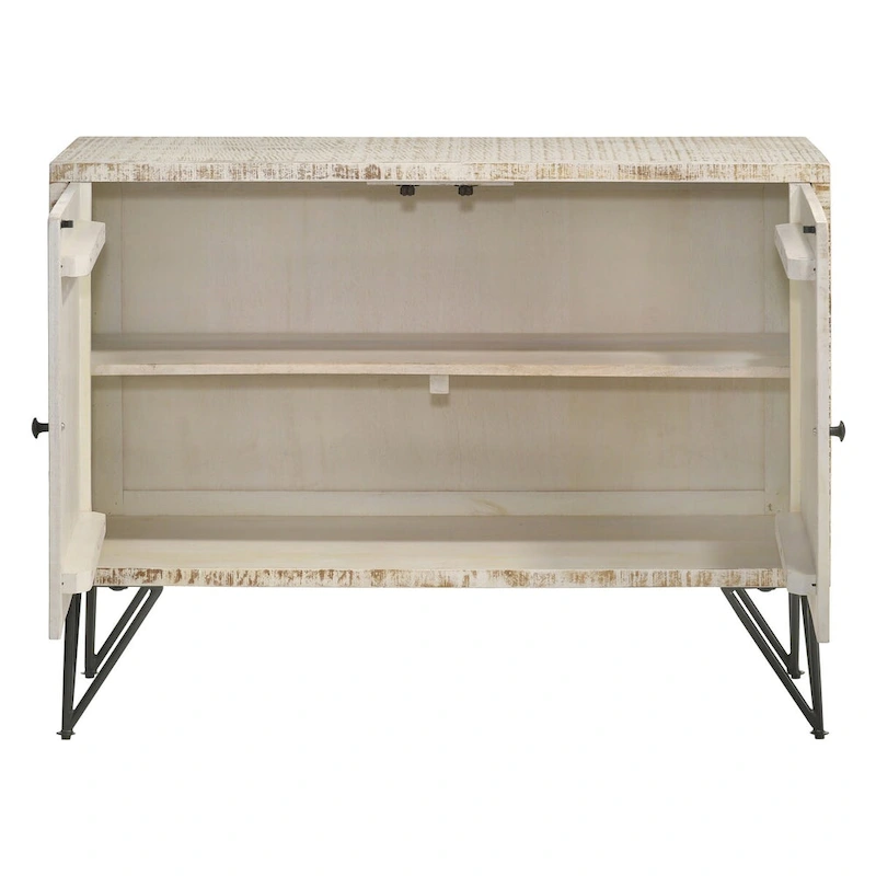 Komomo White Washed 1-Adjustable Shelf Accent Cabinet