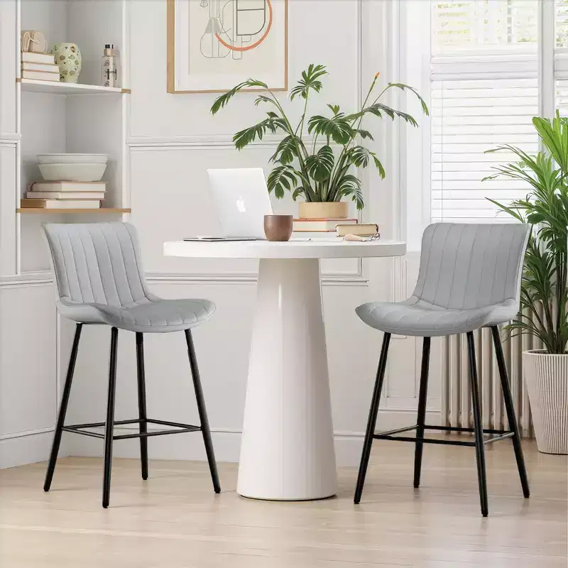 MAYEERTY Green 2-Pack Faux Leather Counter Bar Stools, Modern Design for Kitchen Islands & Dining Rooms