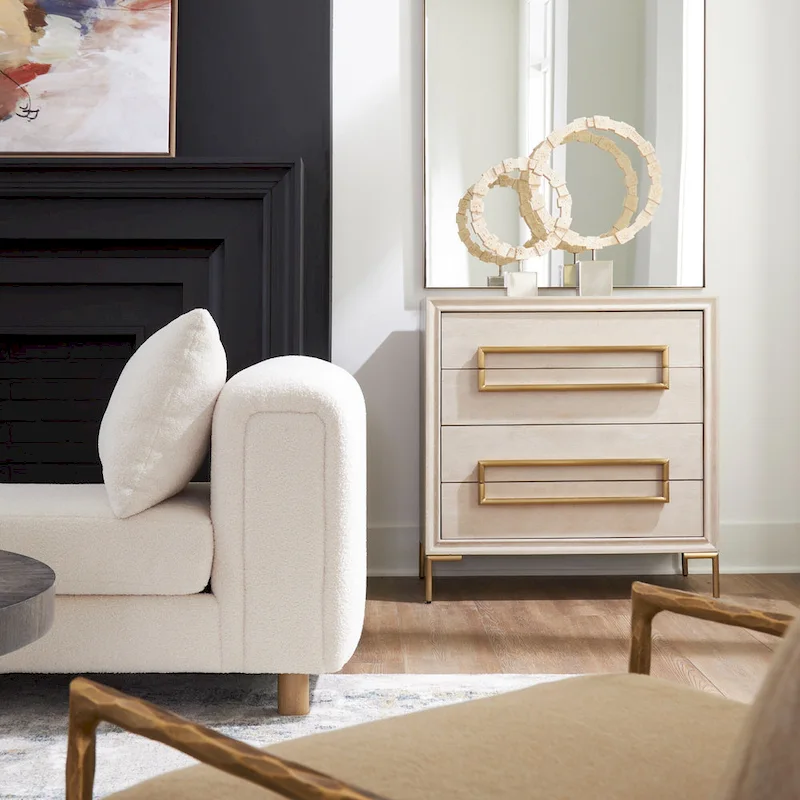 4 Drawer Wooden Accent Chest - 35 - Beige and Gold