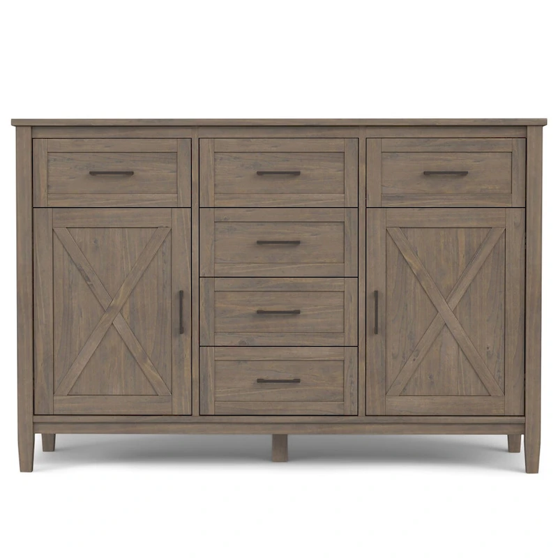 WYNDENHALL Cantina SOLID WOOD 54 inch Wide Rectangle Transitional Sideboard in Smoky Brown - 18 d x 54 w x 36 h