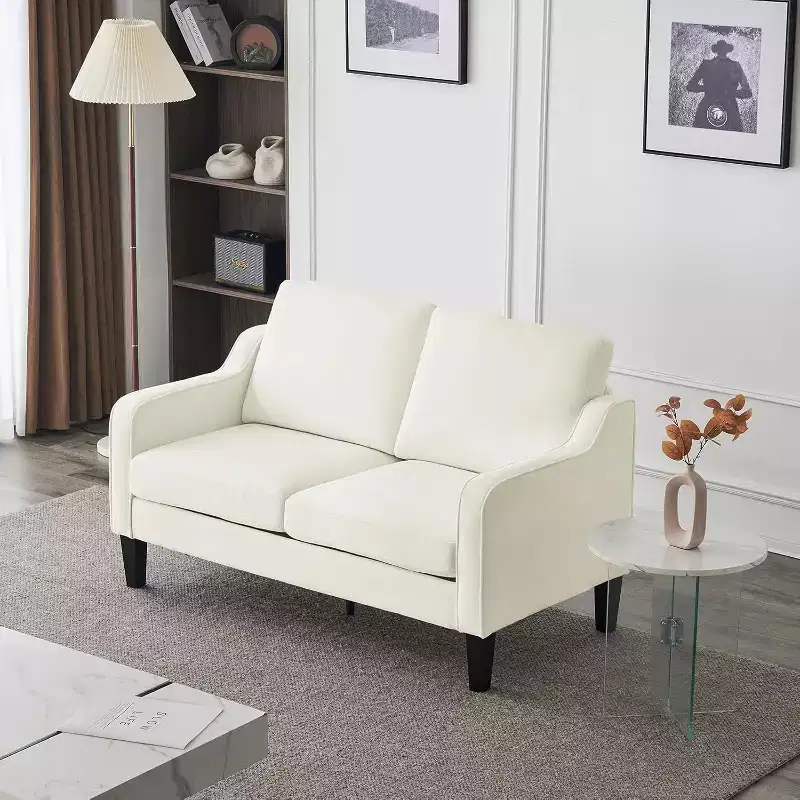 VINGLI 53 Wide Love Seat, Mid-Century Modern Loveseat Sofa Couch with Solid Legs, 2 Seater Sofa Couches with Scooped Armrest