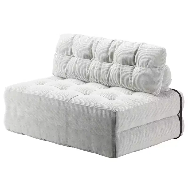 Full Corduroy Folding Sofa Bed Futon, Floor Convertible Sleeper Chair with Pillow & Back Support