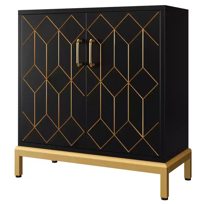 Doors and Shelves for Kitchen Modern Rattan Storage Cabinet , Dining Room