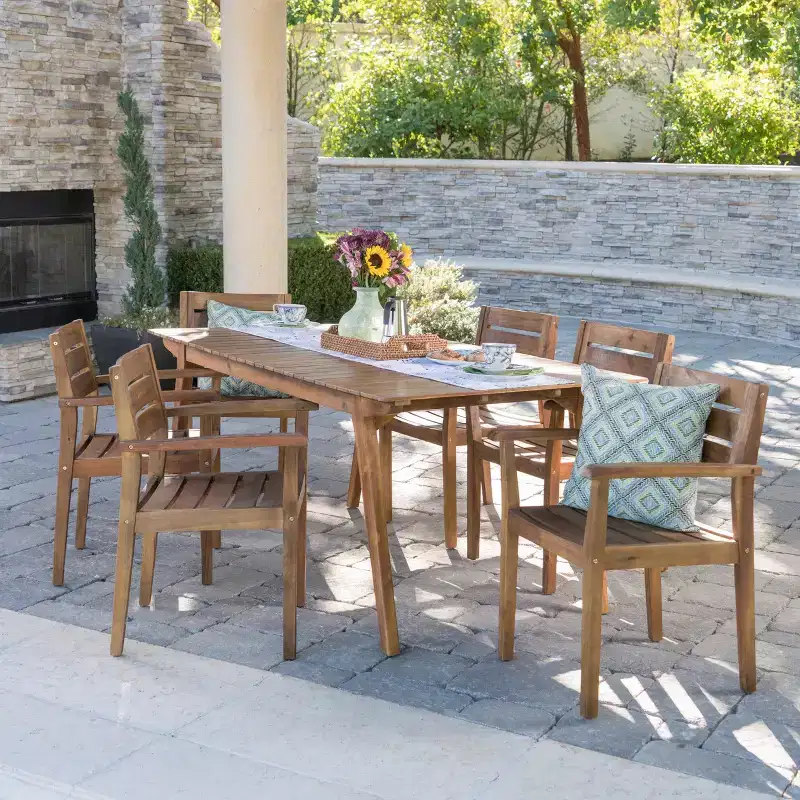 Christopher Knight Home Junaluska Outdoor Acacia Wood 7 Piece Dining Set, Teak