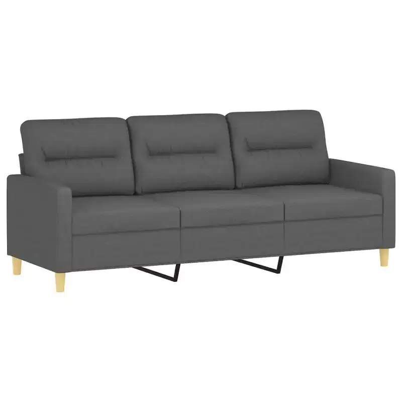 Dark Gray Polyester 3-Seater Sofa