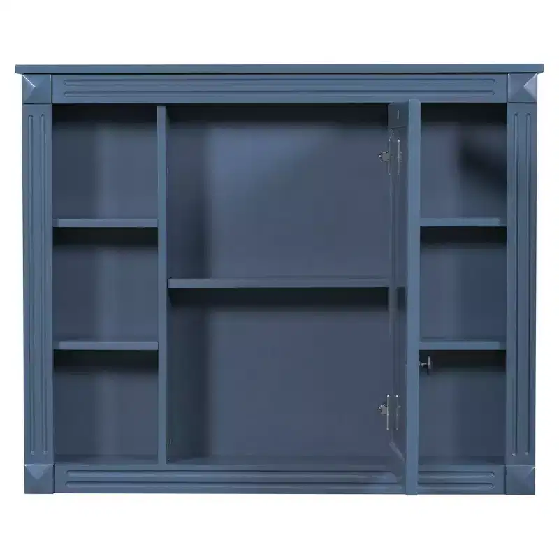 Bathroom Medicine Cabinet with Mirror Door, Wall Mounted Bathroom Storage Cabinet, Bathroom Wall Cabinet with 6 Open Shelves for Bathroom