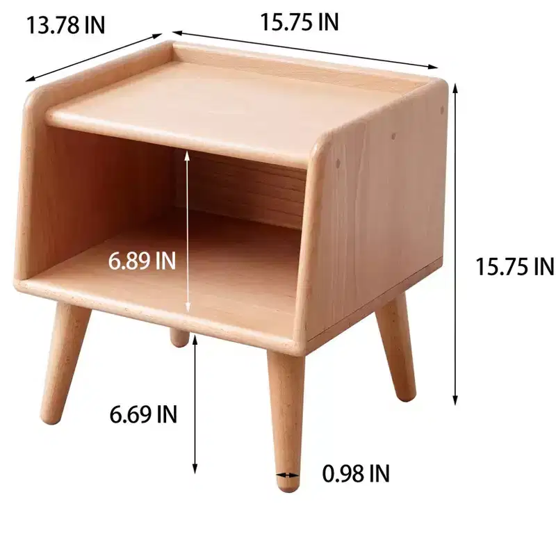 Natural Solid Wood Nightstand for Bedroom and Living Room