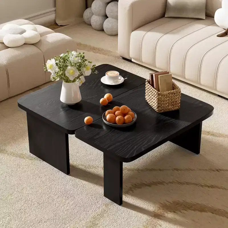 Coffee Table Set, Modern Minimalist Rectangle Splicing Design, Versatile Wooden Combination Table for Home Office and Living Room