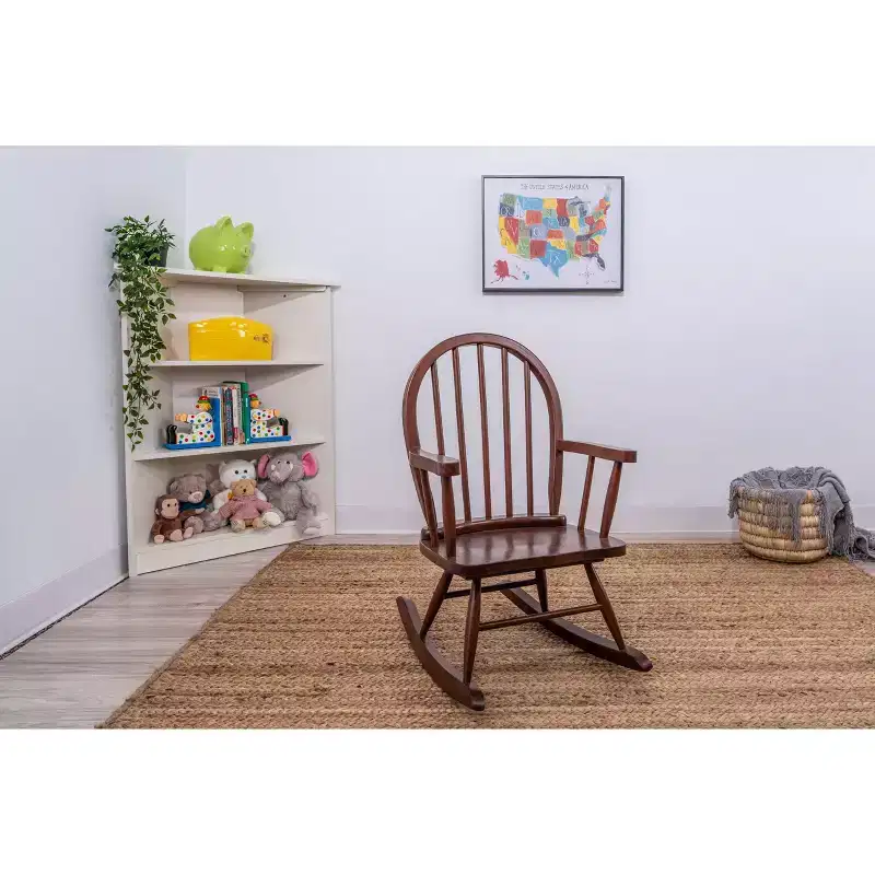 Windsor Back Rocking Kids' Chair, Cherry, Natural Rubberwood